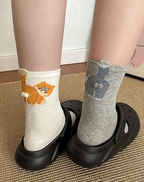 3 Pairs Cute 3D Cat Socks with Balls for Women & Girls Crazy Novelty Animal Socks Silly Matching Couple Socks for Casual Wear & Special Occasions