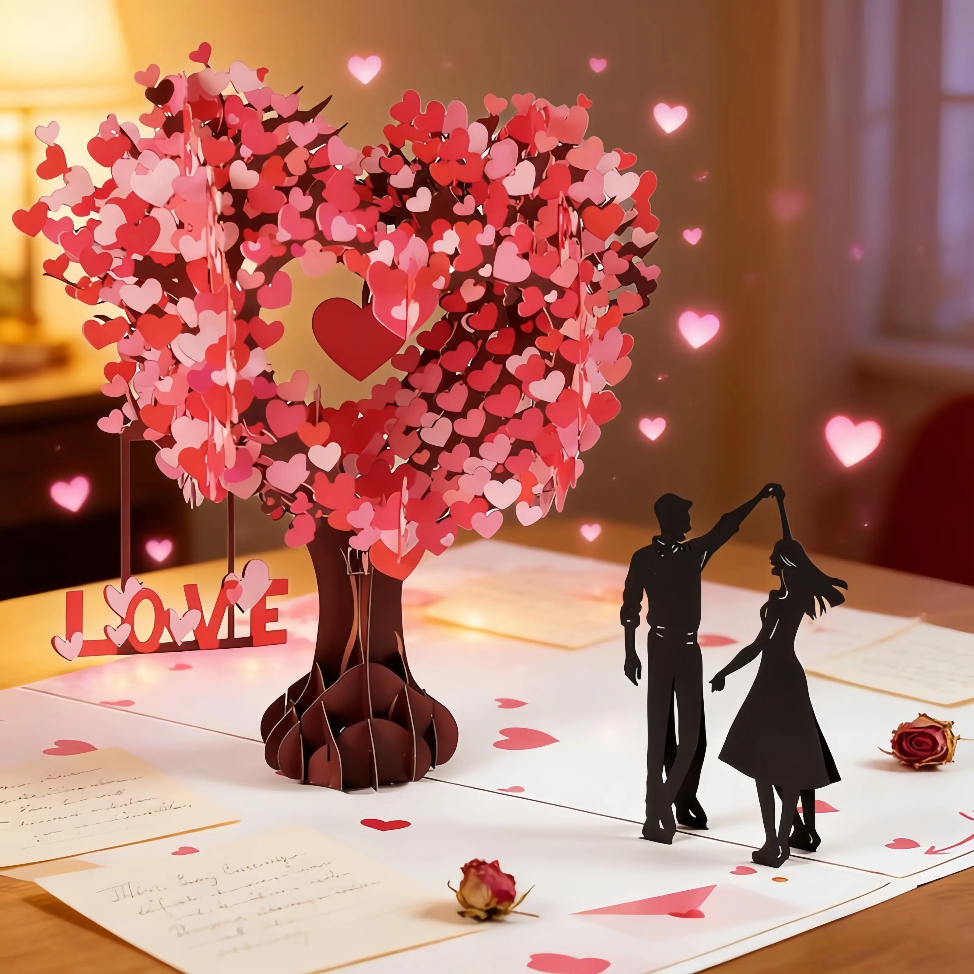 3D Pop Up Heart Tree Anniversary Card - Romantic Valentine's Day & Wedding Keepsake for Wife, Husband, Couples | Perfect 6x8 Inch Romantic Present for Anniversaries, Birthdays