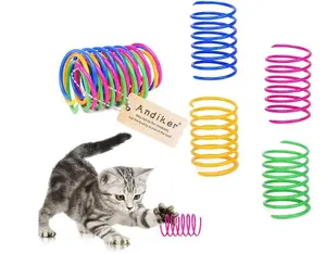 Andiker Interactive Cat Spiral Creative Spring Toy to Kill Time and Keep Fit, Sturdy and Heavy Plastic for Swatting, Biting, Hunting Kitten Toys, Colorful, 12 pcs