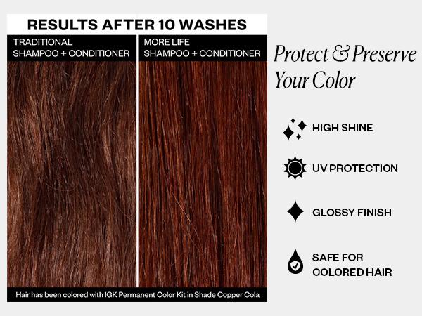 IGK EXPENSIVE + MORE LIFE Haircare Cleansing Set with Color Extending Gloss Shampoo & Conditioner for Brilliance