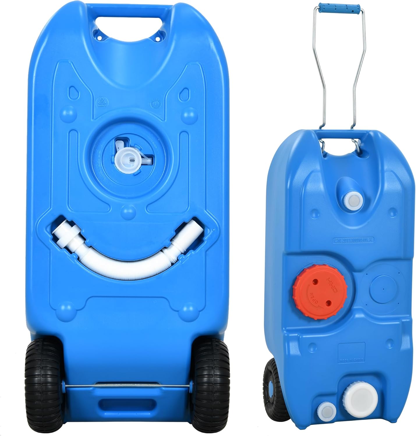 YITAMOTOR 40L Portable Water Tank with Solid Handle, Odorless Tote for Camper with Large Wheels, Portable Water Holding Tank with Filling and Draining Ports for Efficient Water Management, Blue YITAMOTOR 40L Portable Water Tank with Solid Handle, Odorless Tote for Camper with Large Wheels, Portable Water Holding Tank with Filling and Draining Ports for Efficient Water Management, Blue