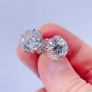 GRA Certified 0.5ct Moissanite Stud Earrings 925 Sterling Silver Round Brilliant Cut - Screw Back