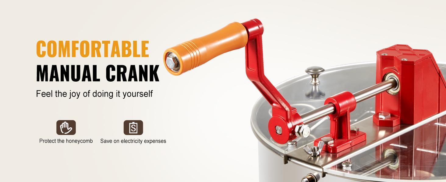【Backtoschool】VEVOR Hand Crank Manual Honey Extractor, 3-Frame Stainless Steel Beekeeping Equipment, 39.3'' to 42.5'' Height-Adjustable Stand Honeycomb Drum Spinner with Lid for Kitchen, Basement Apiary Use, Adjustable Height, Manual Spin