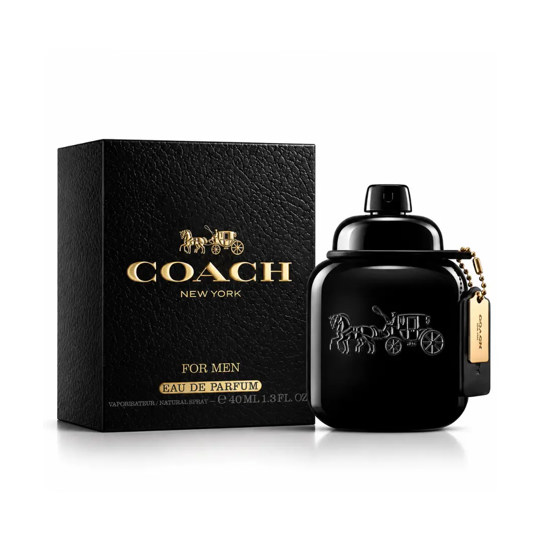 Coach New York for Men Travel Size Woody Amber Eau de Parfum (1.3 oz) - Mens Gifts Option for Boyfriend's Birthday - Cologne with Bergamot, Geranium, Vetiver