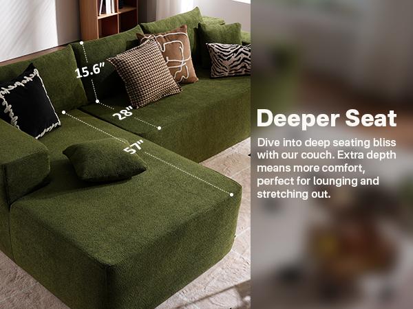 【For Live Deal 】Cushion,Holder ,Match with Ovios 104" Cloud Sectional Couch with L-Shaped Chaise Modern Modular Design, No Assembly Required, Plush Corduroy Cloud Velvet Fabric, 2 Pieces