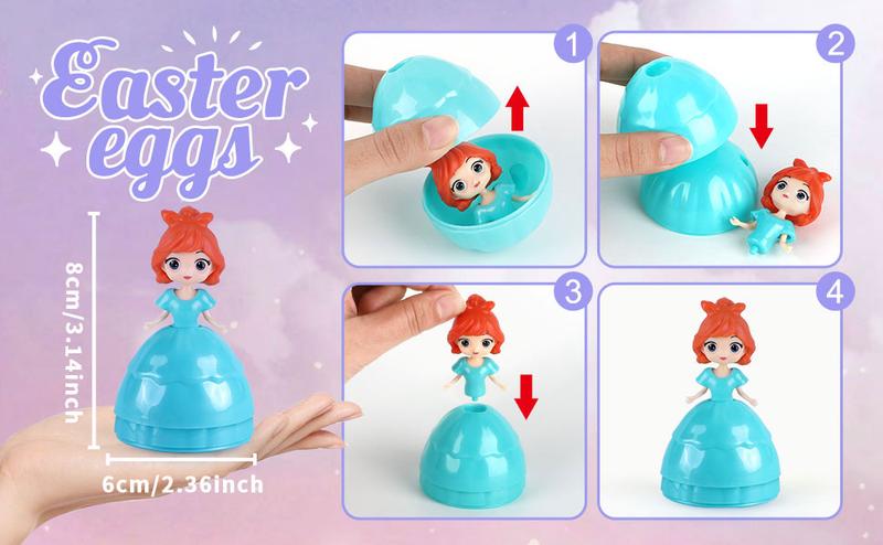 12 PCS Princess Prefilled Easter Eggs, Easter Basket Stuffer,Hunt Gifts for Kids, Classroom Prize and Party Favors