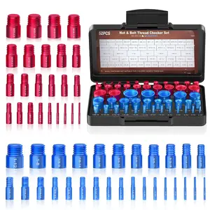 52PCS Thread Checker, Nut and Bolt Thread Checker, Thread Checker Kit in Standard and Metric (28 SAE & 24 Metric), Bolts Measuring, Bolt Size Finder Checker Thread Gauge for Quickly Identify Universal Extractor Set driver bit diy repair autorepair tiktoks