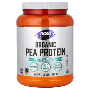 NOW Foods Sports, Organic Pea Protein Powder, Unflavored, 1.5 lbs (680 g)