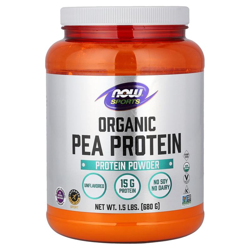 NOW Foods Sports, Organic Pea Protein Powder, Unflavored, 1.5 lbs (680 g)