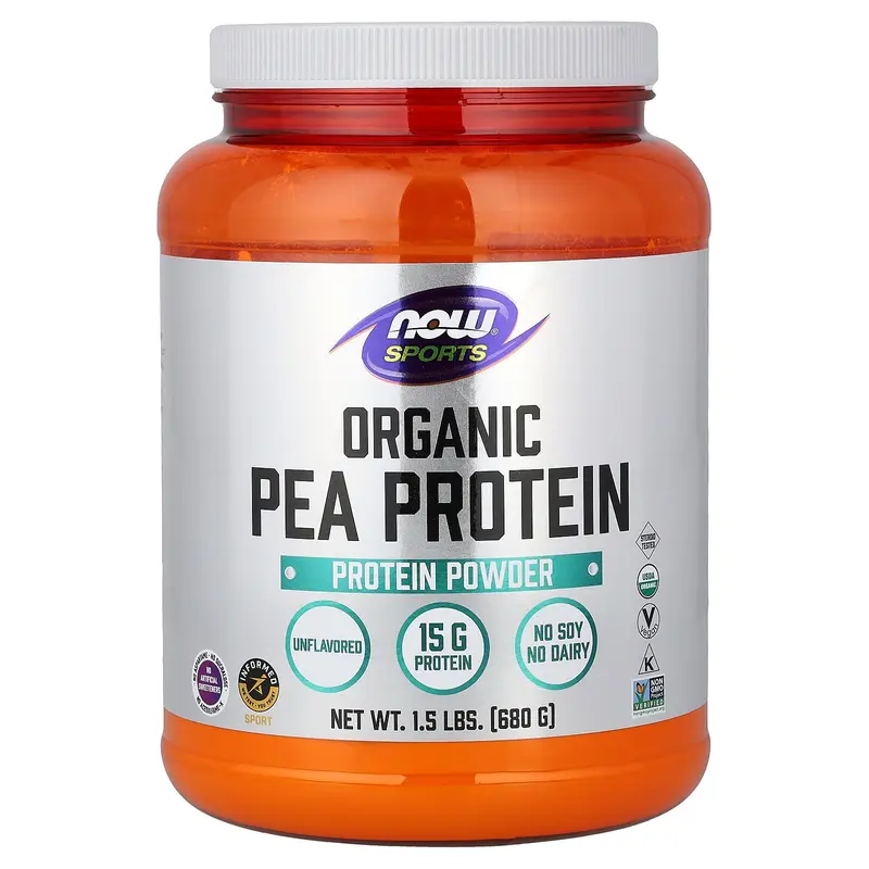 NOW Foods Sports, Organic Pea Protein Powder, Unflavored, 1.5 lbs (680 g)