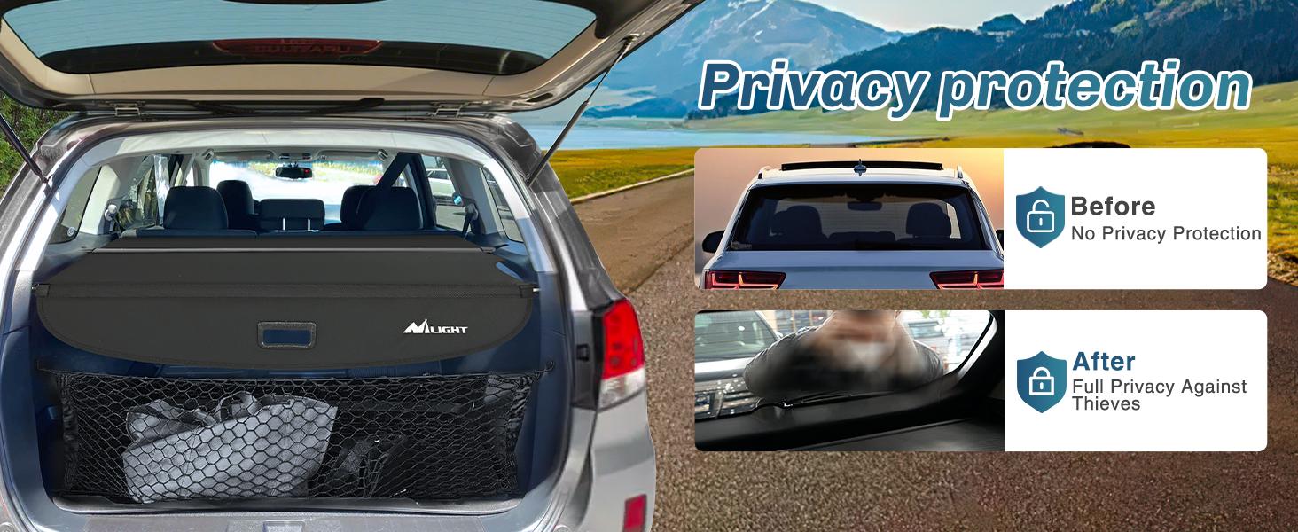 Nilight Cargo Cover Fit for Subaru Outback 2010 2011 2012 2013 2014, Retractable Privacy Security Shield Shade Rear Trunk Cover, with Trunk Storage Net