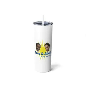 Troy and Abed in the Morning Tumbler Community SkinnyTumbler With Straw