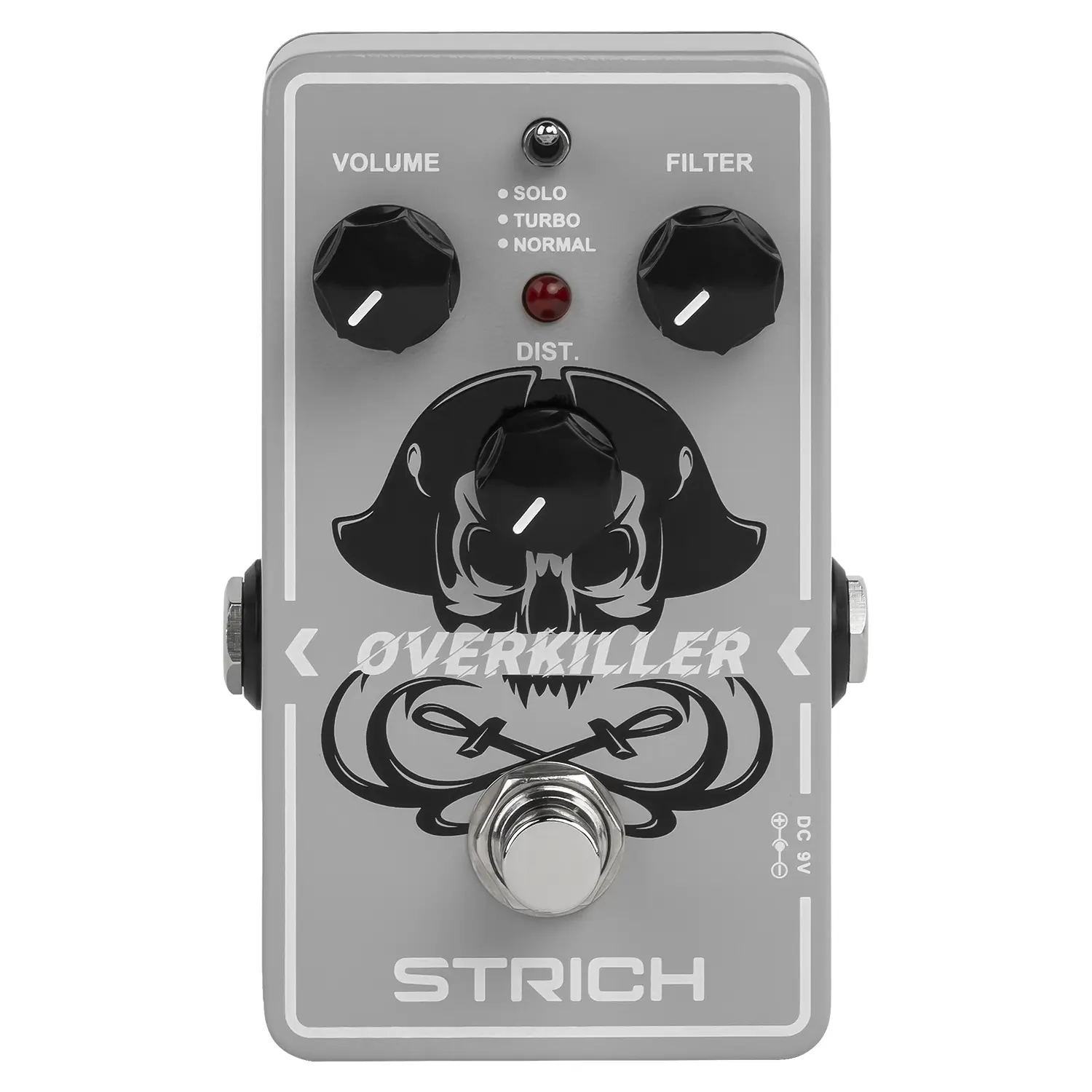 STRICH OVERKILLER Metal Distortion Pedal for Electric Guitar - Exquisite Mini Single Unit, True Bypass, 3 Control Knobs (Volume, Filter, Distortion), 3-Mode Adjustable Settings (Solo, Turbo, Normal), 9V DC Electronic Father's Day Gift