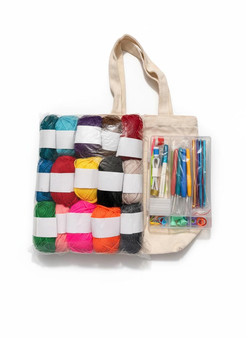 73-Piece Crochet Kit with Hooks, Knitting Needles, Yarn Balls & Tote Bag – Complete Beginner & Professional Set