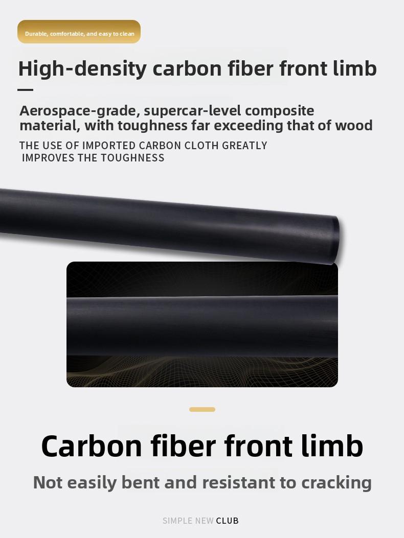 JIANYING Yfen Carbon Fiber 1/2 Billiard Cue 58-inch 11.8mm Tip with Case Leather Tip Gloves Towel Chalk for Home Club Use Comes with cue case + leather tip + gloves + towel +  chalk