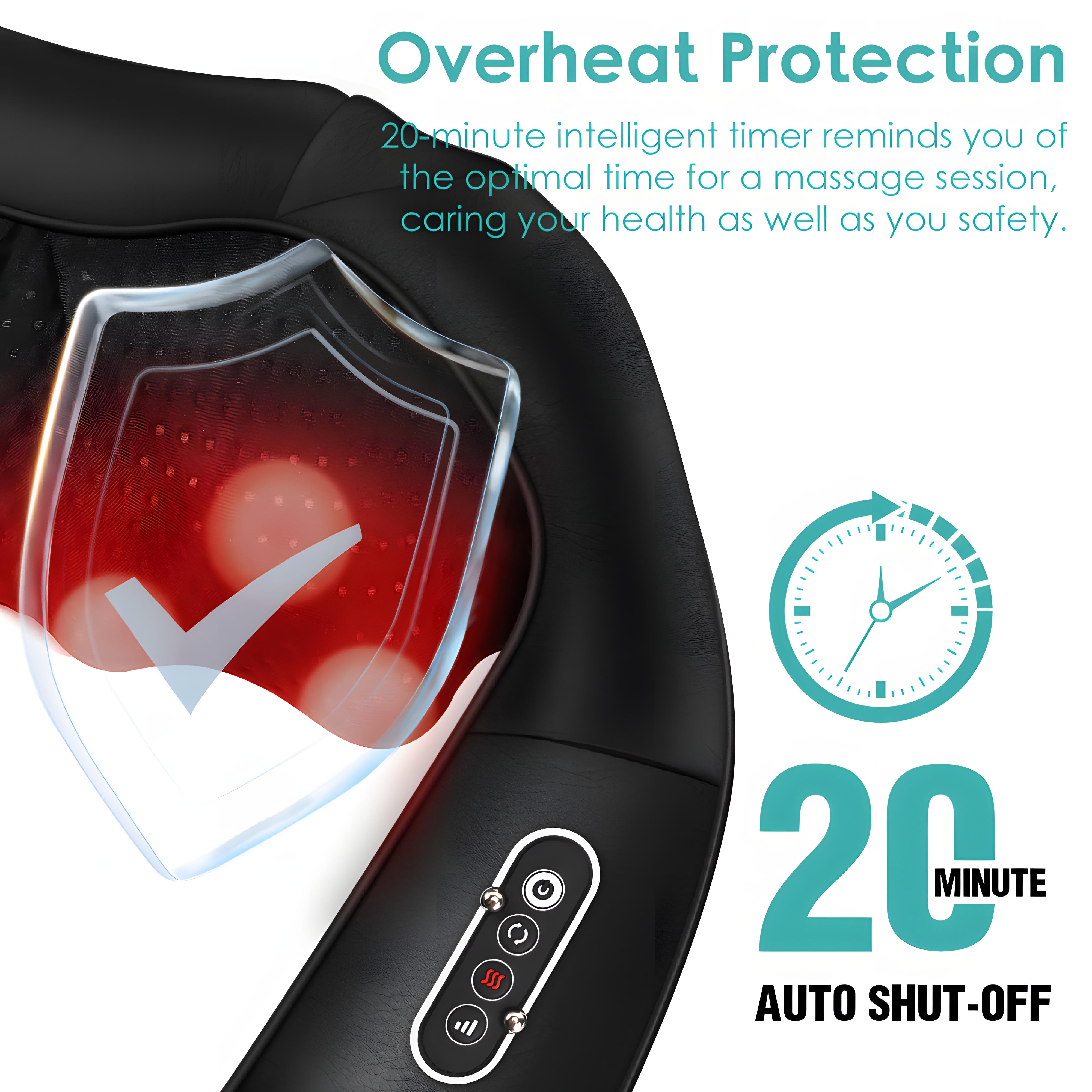 LAYMAS Shiatsu Neck, Shoulder, and Back Massager/Neck Massage Pillow – Suitable for neck, back, shoulders, feet, and legs – Relieves muscle pain – Black – Faux leather – Lightweight – Perfect gift