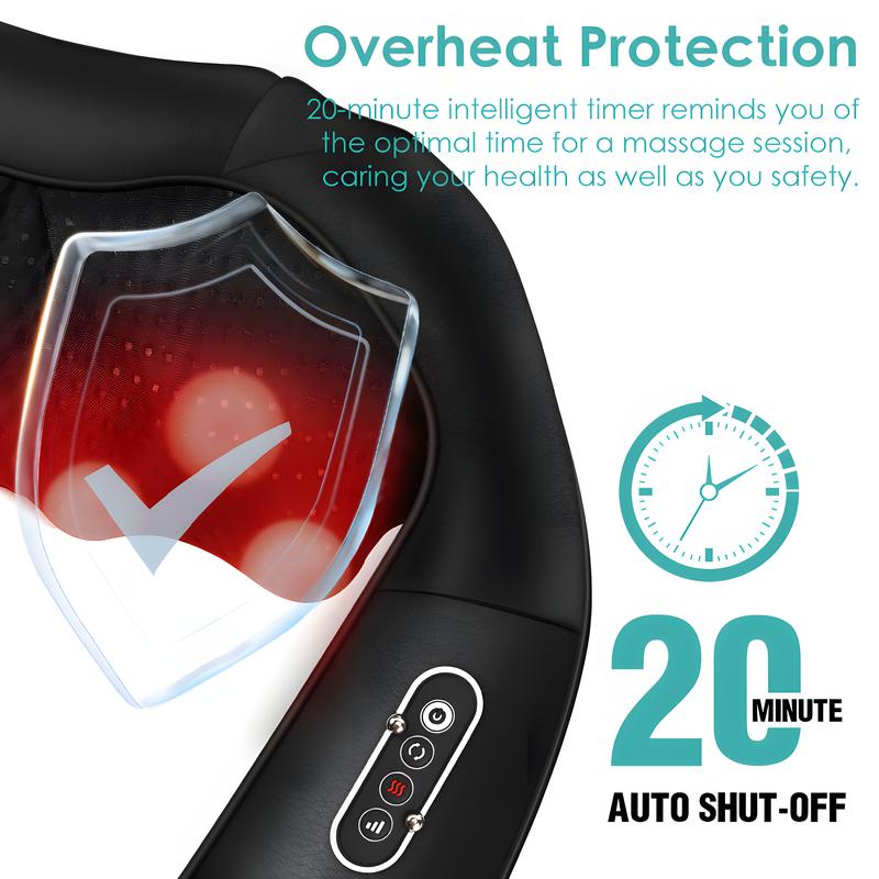 Laymas Shiatsu Neck  Shoulder and Back Massager Neck Massage Pillow for Neck, Back, Shoulder, Foot, Leg Massage, Relieve Muscle Pain, Black,Perfect Present Faux Leather Lightweight Thanksgiving gift, Christmas Gift TikTokShopBlackFriday