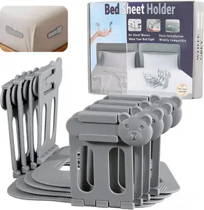 Bear Head Pattern Sheet Tether, Lock Sheet Holders, Heavy Duty Bed Sheet Holders with Fitted Sheet Straps, Keep Sheets Firm & Tight, Fitted for Standard Mattress Size, Bedsheet Clip Durable Bedding Accessories, St.Patrick's Day Gifts, Easter Sunday Gifts