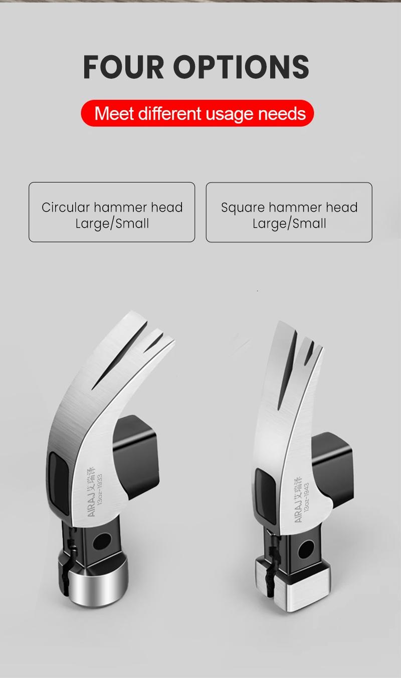 AIRAJ 3/6PCS Heavy-Duty 2-in-1 Horn Hammer Ball Peen Hammer Set - Multi-functional High-Carbon Steel Head Double Groove Design Nail Pull Square Head Safety Feature Portable Hand Tool for Household Industrial Emergency Woodworking and Camping