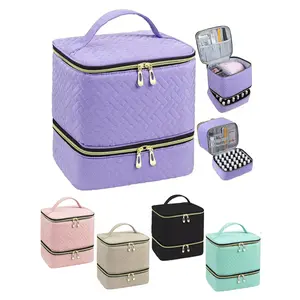 Nail Polish Storage Box, Large Capacity Dual Layer Organizer, Holds Up to 30 Bottles & Nail Lamp, Durable Design, Easy Organization