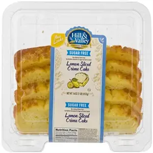 Hill & Valley Sugar Free Sliced Creme Cake | Lemon | 16 Oz | Pack of 2
