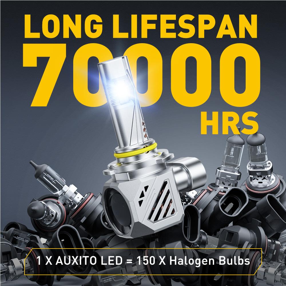 【ULTRA SERIES】AUXITO LED Headlight Bulbs, 9005/HB3 9006/HB4 H11/H8/H9 9007/HB5 9008/H13 9012/HIR2 H4,58000LM insane Brightness,6500K White,High/Low Beam Bulbs,70,000Hrs Long Service Life with Cooling Fans,CANBUS Ready,No Flickering ,IP68,Plug N Play