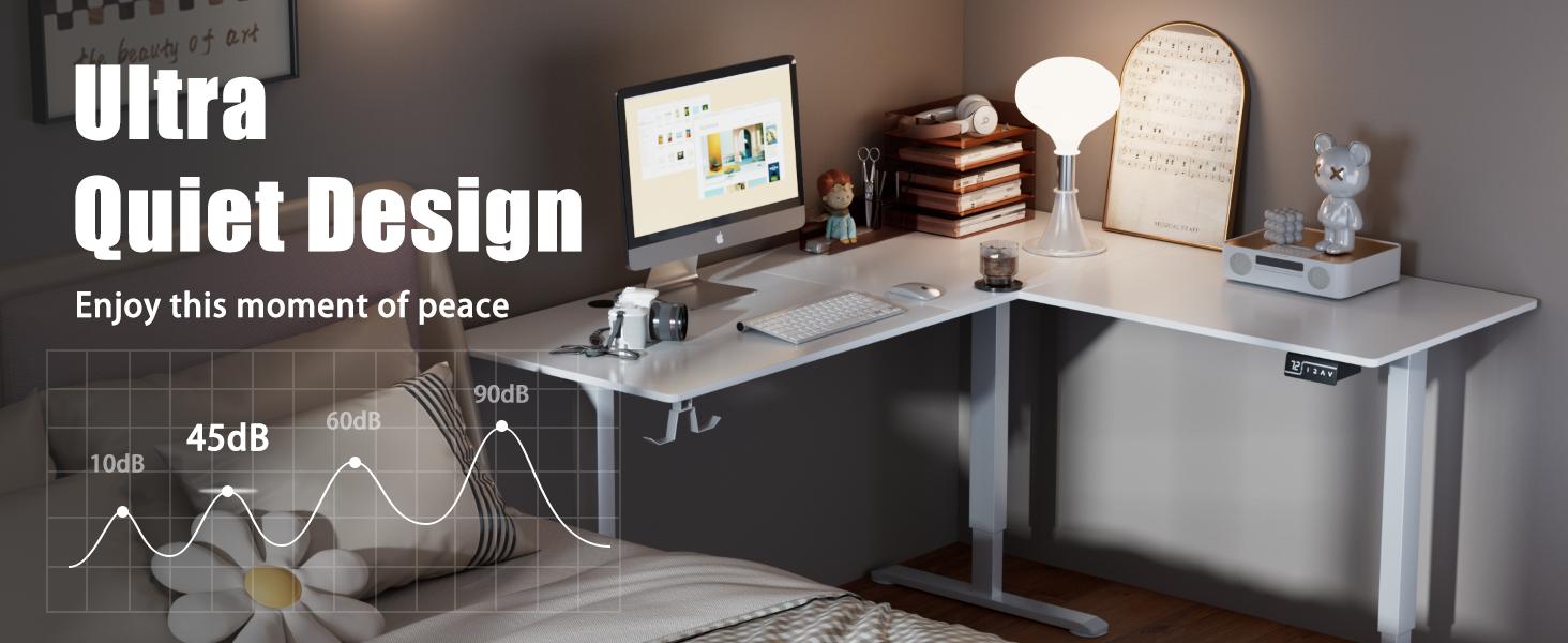 Furmax L Shaped Standing Desk Adjustable Corner Stand up Desk 63 x 55 Inch Electric Standing Computer Workstation with Preset Heights 63 x 55 Inch gaming desk Organized Headphone Hook