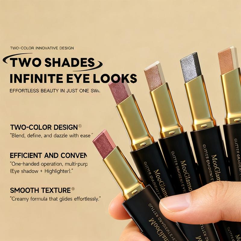 MooGlamor Matte Two Color Eyeshadow Stick Set Long Lasting Makeup Waterproof Highlighter Glossy EyeShadow Pencil Suitable For Beginners Cosmetic