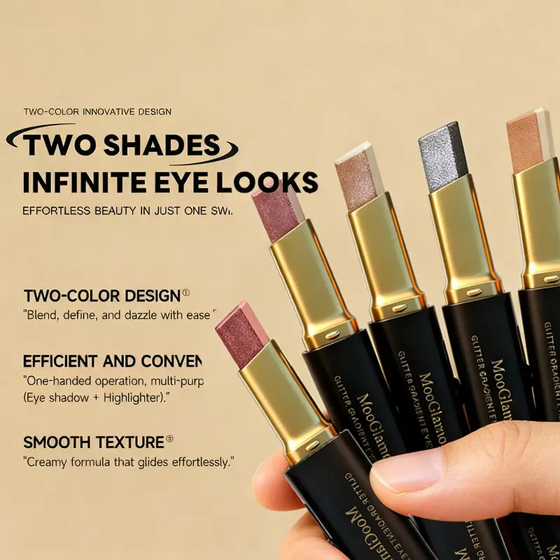 MooGlamor Matte Two-Color Eyeshadow Stick Set Long Lasting Makeup Waterproof Highlighter Glossy EyeShadow Pencil Suitable For Beginners daily Cosmetic use