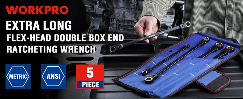 #JumpstartSale WORKPRO 22-Pack Ratcheting Wrench Set, Anti-slip Teeth, Ratchet Combination Wrench Sets with Organizer Box, Metric 6-18mm & SAE 1/4-3/4", Black Electrophoretic Coating