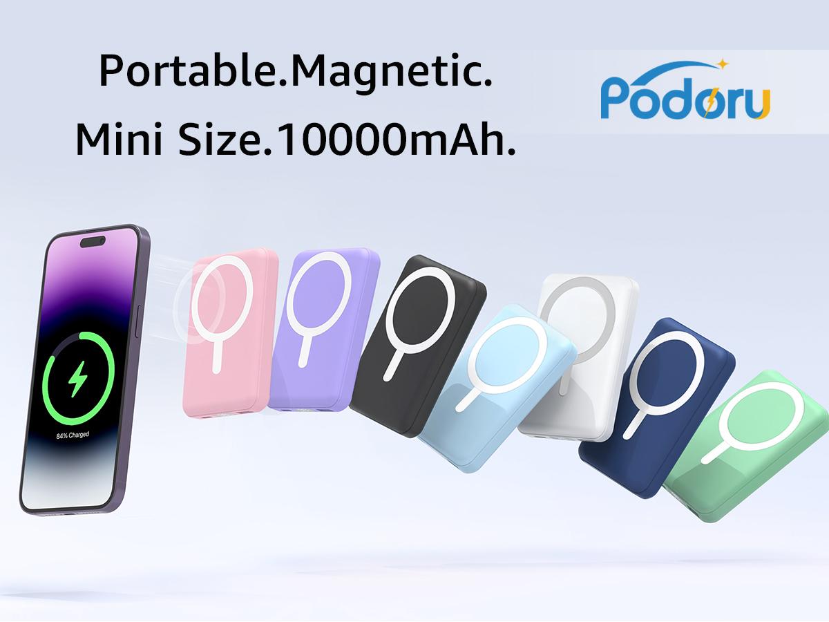 Podoru for MagSafe Battery Pack, 10000mAh Magnetic Power Bank LED Display Fast Charging Wireless Portable Charger for iPhone 17/16/15/14/13/12 Series Podoru for MagSafe Battery Pack, 10000mAh Magnetic Power Bank LED Display Fast Charging Wireless Portable Charger for iPhone 17/16/15/14/13/12 Series