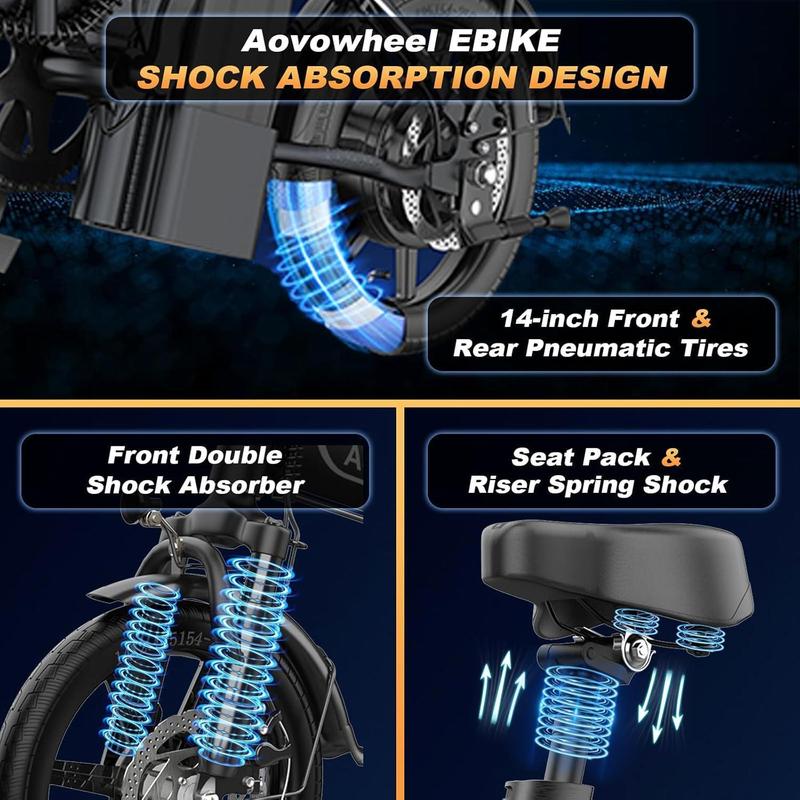 Adult Electric Bike 48V 10.4/15.6Ah Folding 750W 27/40 Miles Range Dual Seats Smart APP Control