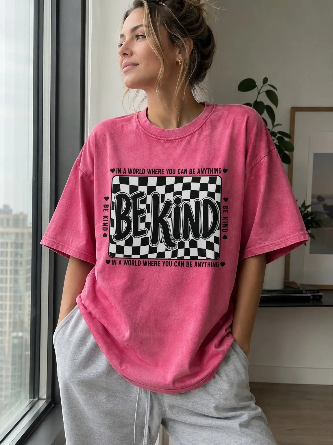 Checkered Be Kind Shirt, Funny Motivational Teacher Tee, Positive Affirmation Shirt, School Counselor Gift, Mental Health Tee