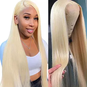 613 Lace Front Wig Human Hair 180 Density 13x6 Blonde Wig Human Hair Straight Pre plucked for Women 613 HD Lace Frontal Wig 26 Inch