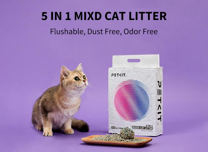 PETKIT 5-in-1 Mixed Cat LitterOdorless Universal Clumping Litter with Rapid Clumping & Dust-Free Formula for Automatic Smart Cat Litter Box Litterbox
