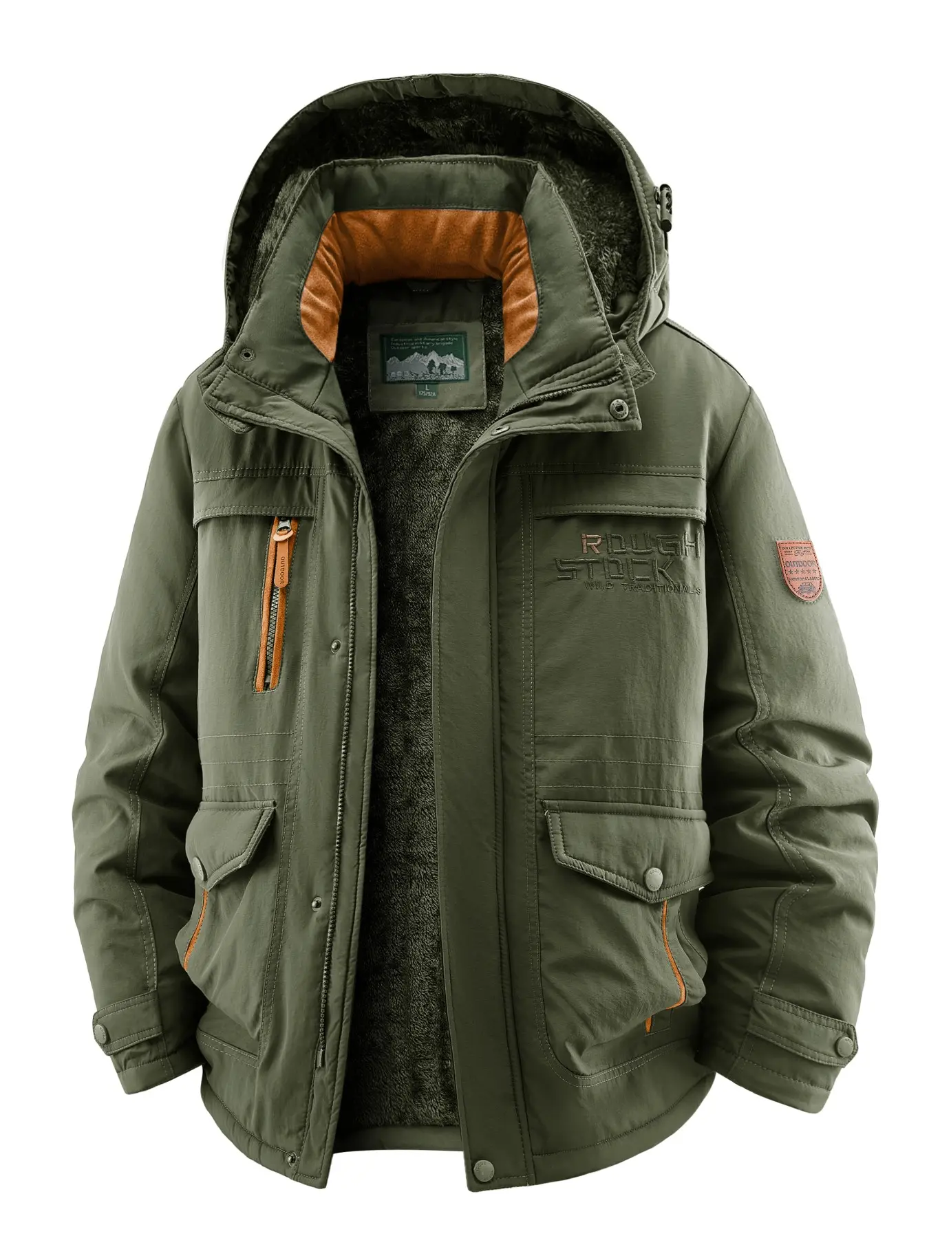 Men's Winter Thick Fleece Jacket with Hat, Windproof Waterproof Warm Casual Outerwear, Fashionable Comfort Design for Cold Weather Coats