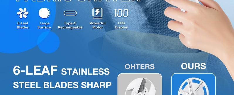 Rechargeable Fabric Shaver with 2 Replaceable Stainless Steel 6-Leaf Blades(1 Free Extra Included) | Lint Remover with 3-Speed Settings & LED Display - Efficient Sweater and Lint Shaver for Clothes, Removing Fuzz, Lint Balls, Pills, and Hairballs.