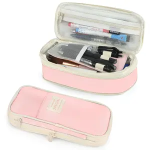 Large Capacity Pencil Case Pouch Cute Aesthetic Big Capacity Zipper Pencil Cases Pen Portable Office Stationery Makeup Bag Desk Organizer for School Student College Adults