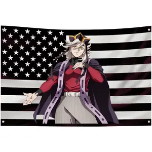 Doma American Flag Style Demon Slayer Banner – Kimetsu No Yaiba Anime Outdoor Decoration Garage Tapestry
