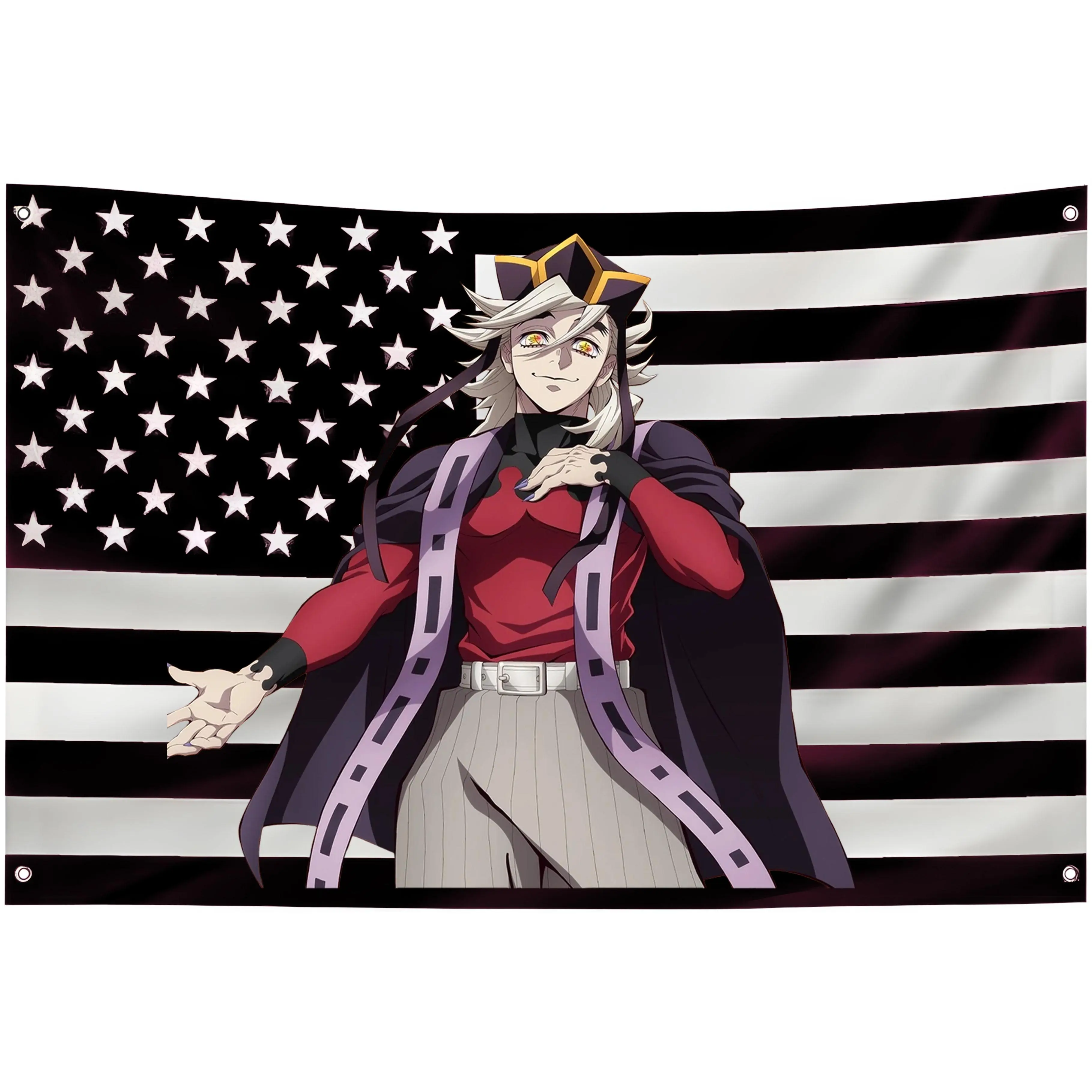 Doma American Flag Style Demon Slayer Banner – Kimetsu No Yaiba Anime Outdoor Decoration Garage Tapestry summerwins