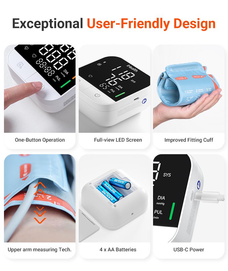 iHealth Track Pro Upper Arm Blood Pressure Monitor, Full-View LED Screen​, Body & Cuff Detection, App-Enabled for iOS & Android, Adjustable Cuff Large Adults Arm Friendly