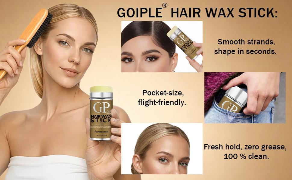 Hair Wax Stick Set, 4 Counts Long-lasting Fly Away Tamer Zero Crunch FlakesEdge Slick Pomade for Baby Hairs Natural Hold Gel Haircare Smooth