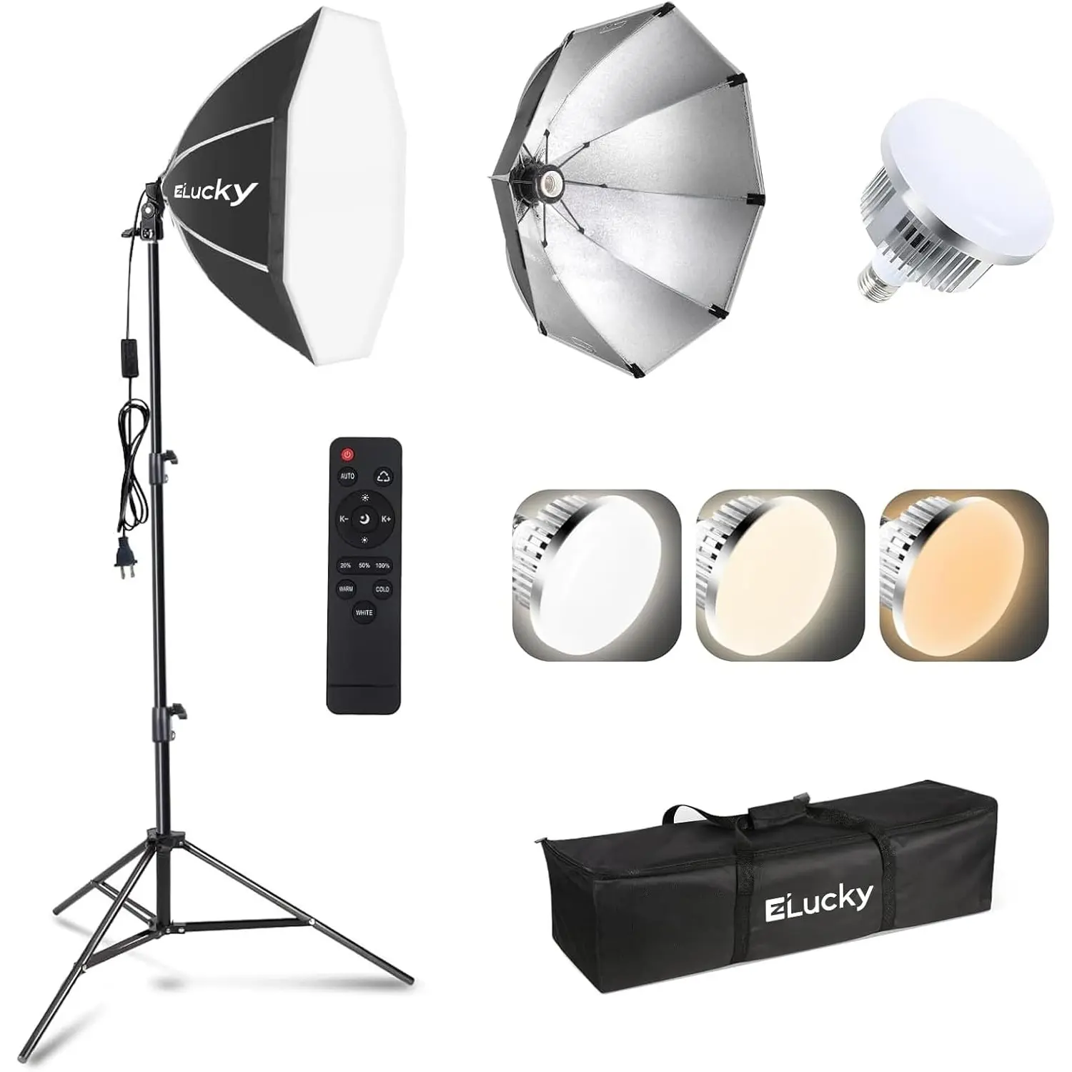20" Octagonal Softbox Lighting Kit with 85W Dimmable LED Bulb