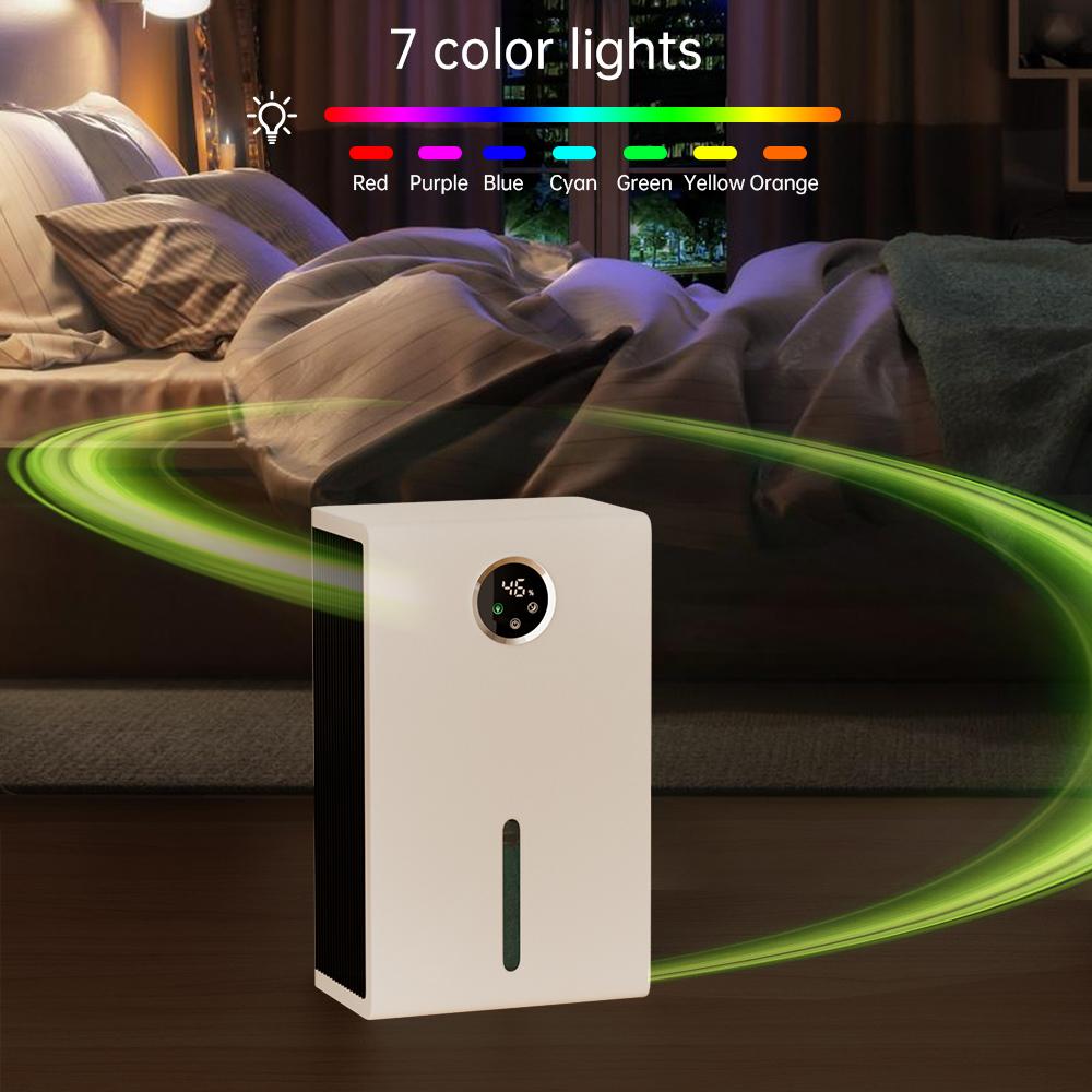 Smart Portable Universal Dehumidifier for Indoor Use - 7 Color-Changing LED Lights, 40oz Moisture Removal, Touch Screen, 30db Near-Silent, Energy-Saving, Modern Defrost Safety, Tip-Over Power Cutoff for Home Bedrooms