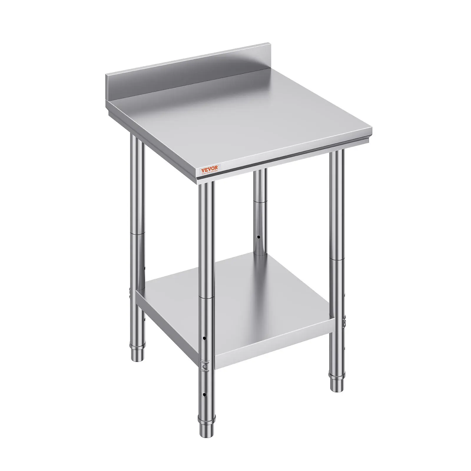【FathersDayGift】VEVOR 24 x 24 x 35 Inch Stainless Steel Work Table, Commercial Food Prep Worktable Heavy Duty Prep Worktable, Metal Work Table with Adjustable Height for Restaurant, Home and Hotel