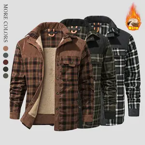 Men's corduroy plaid wool-lined flannel shirt jacket, suitable for various occasions such as everyday casual wear and weekend outings.The fabric was comfortable and the design of the clothing fit well for men.