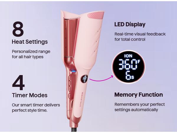 Wavytalk Power Wave Hair Crimper & Curling Wand for Beach Waves with Ionic Technology, Dual Voltage & Lightweight Design, Reducing Frizz & Damage, Perfect for Travel