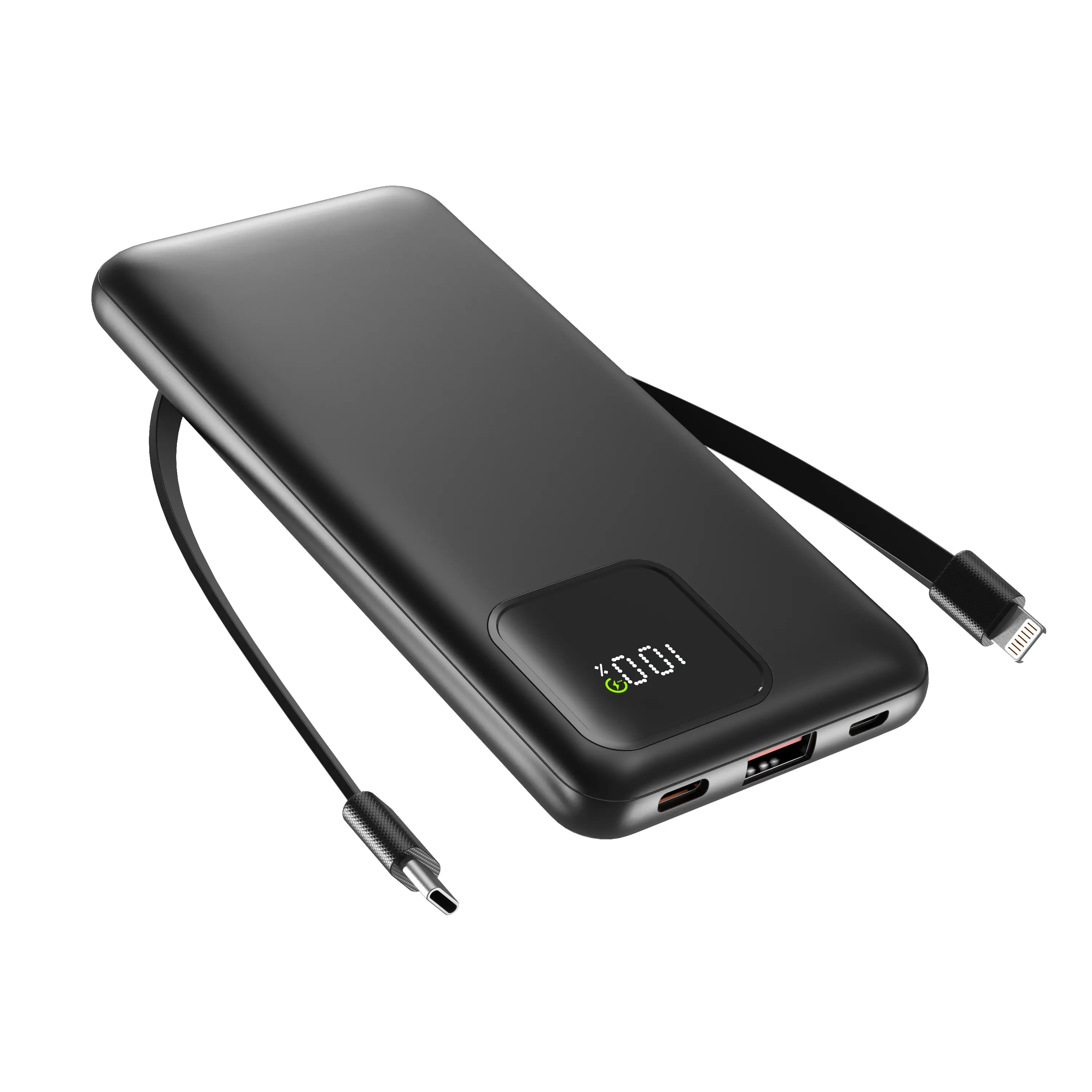 10000mAh Compact Portable Power Bank with Built-in Cables, 22.5W Fast Charging, 4 Outputs-2 Inputs Dual Ports, Slim Extension for iPhone, Samsung, Google Pixel, LG, Moto, iPad, Smartphone, Micro Device, Phone Accessories, Gifts for Him