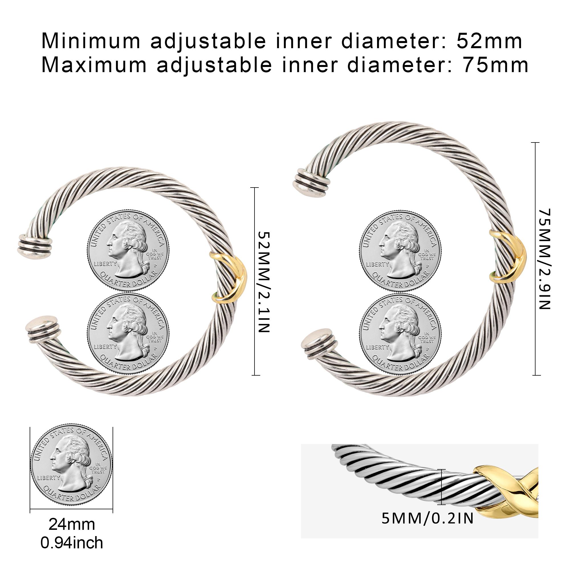 MYTYS Mother's Day Gift Twisted Cable Cuff Bracelet for Women Adjustable Bangle Charm Wrist Personalized Jewelry Trendy Jewellery Accessories