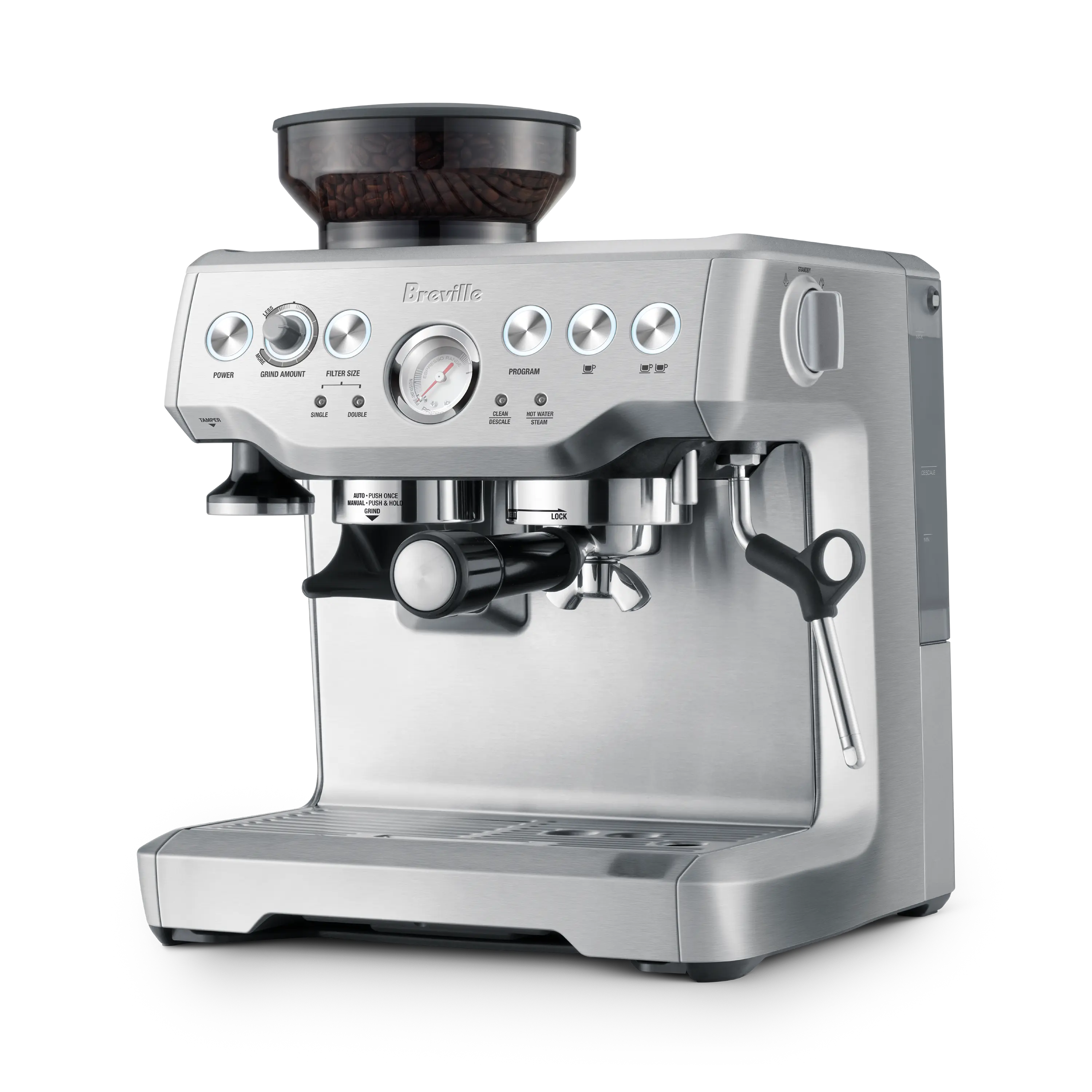 Breville the Barista Express - Espresso Machine with Auto Grind & Dose, 16 Grind Settings, Thermocoil Heating, 54mm Stainless Steel Portafilter, Manual Microfoam Texturing, and Dosing Funnel Attachment, Espresso Coffee Machine, At Home Espresso